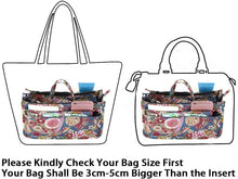 
                        
                          Load image into Gallery viewer, BTSKY New Printing Handbag Organizers Inside Purse Insert-High Capacity 13 Pockets Bag Tote Organizer with Handle Peacock Flower
                        
                      
