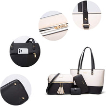 
                        
                          Load image into Gallery viewer, Women Fashion Handbags Wallet Tote Bag Shoulder Bag Top Handle Satchel Purse Set 4pcs
                        
                      