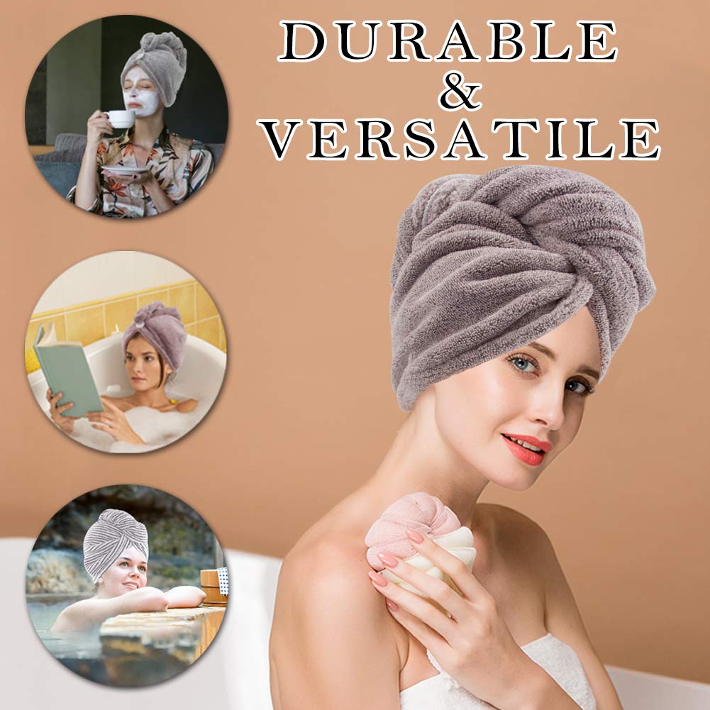 Vinker 3 Pack Hair Towel Wrap, Microfiber Quick Drying Hair Towels, Bath Dryer Caps, Bath Hair Drying Towel, Quick Dryer Hat for Women Girls