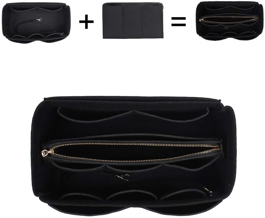 Purse Organizer Insert, Bag Organizer, Bag in Bag, Perfect for Speedy Neverfull and More, 5 Size (X-Large, Black)