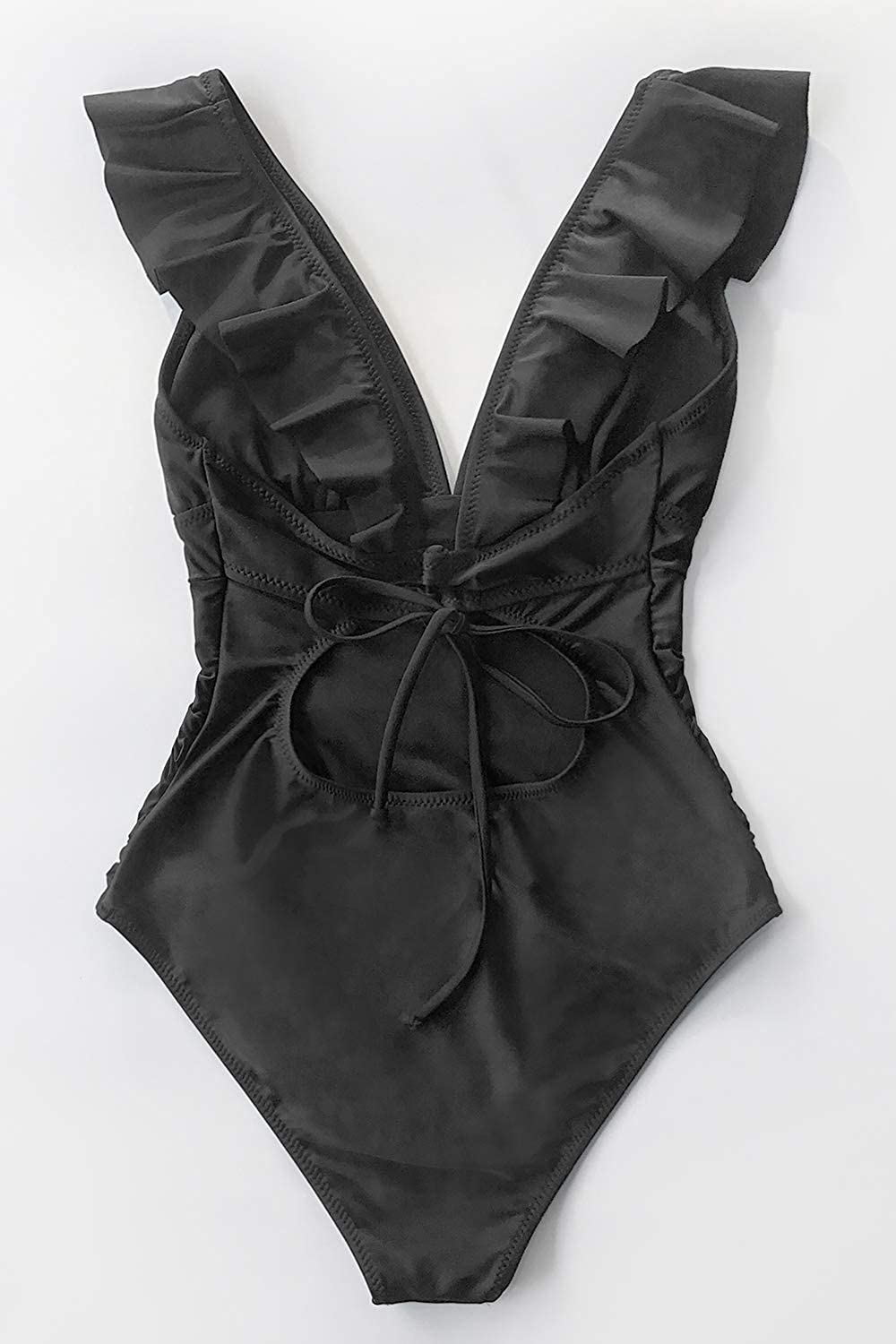 CUPSHE Women's V Neck One Piece Swimsuit Ruffled Lace Up Monokini