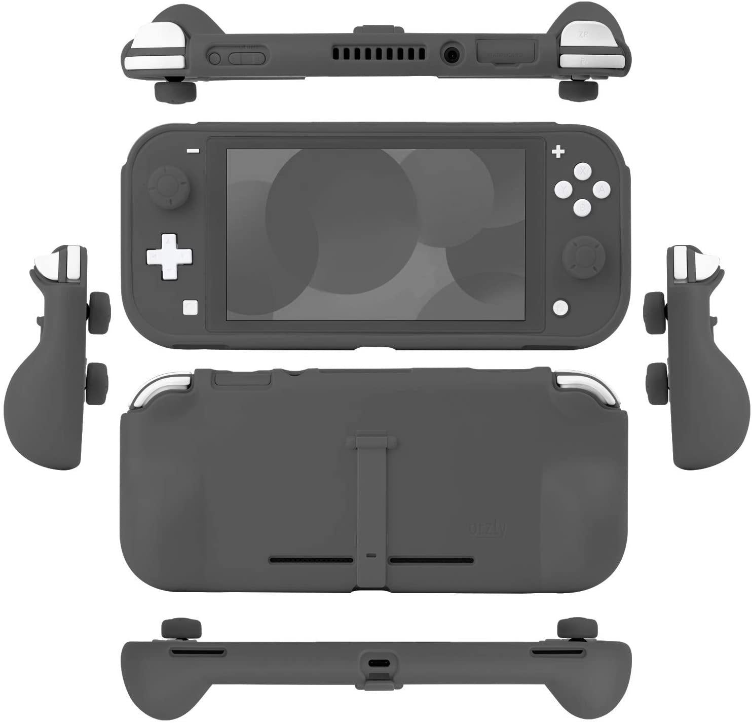 Orzly Grip Case for Nintendo Switch Lite – Case with Comfort Padded Hand Grips, Kickstand, Pack of Thumb Grips - Turquoise Blue - JOY2ESpree