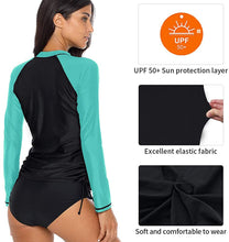 
                        
                          將圖片載入圖庫檢視器 CharmLeaks Women's Long Sleeve Rashguard UPF 50 Sun Protection Swimsuit Top Striped Swim Shirts
                        
                      