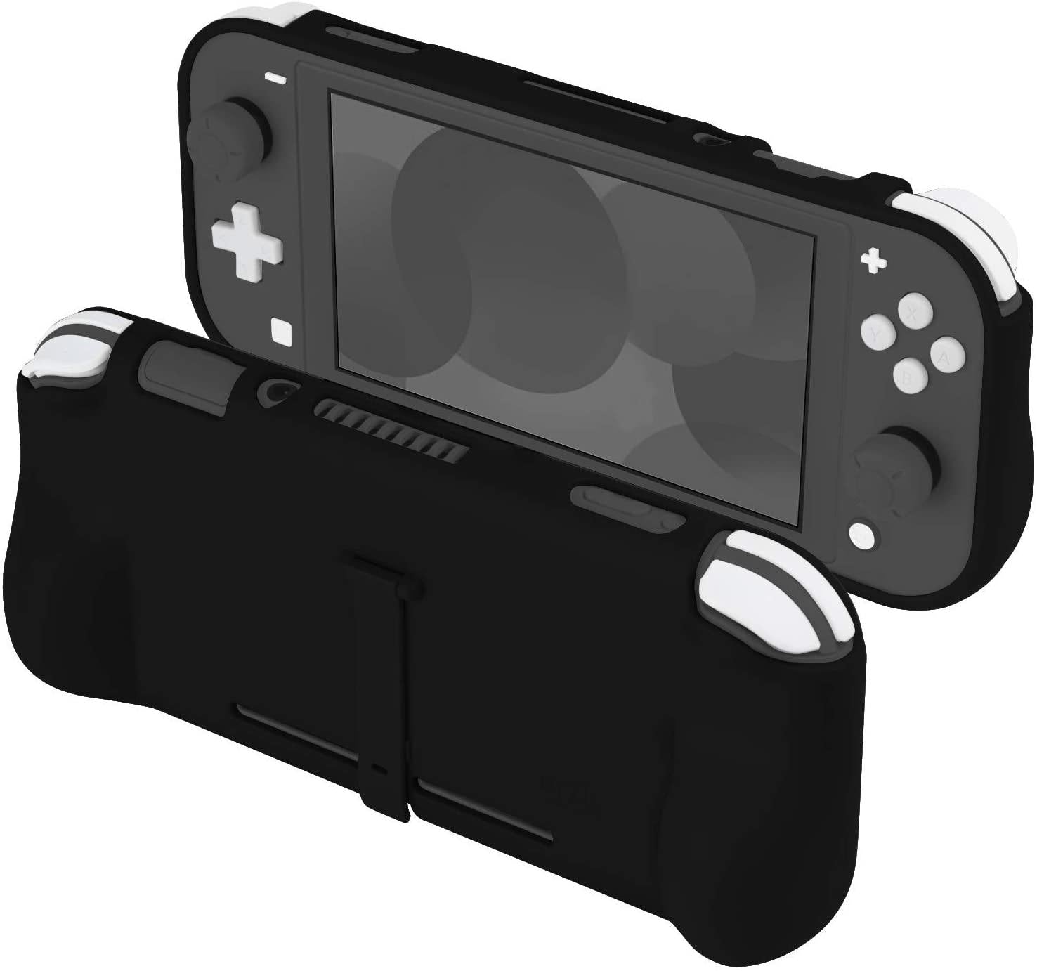 Orzly Grip Case for Nintendo Switch Lite – Case with Comfort Padded Hand Grips, Kickstand, Pack of Thumb Grips - Turquoise Blue - JOY2ESpree