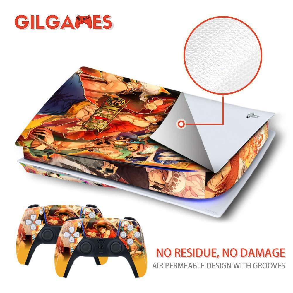 GilGames Skin Decals Faceplate for Playstation 5, Vinyl Protector Wrap Full Set Protective Cover Stickers Kit Console and Controller (Disk Edition) - JOY2ESpree