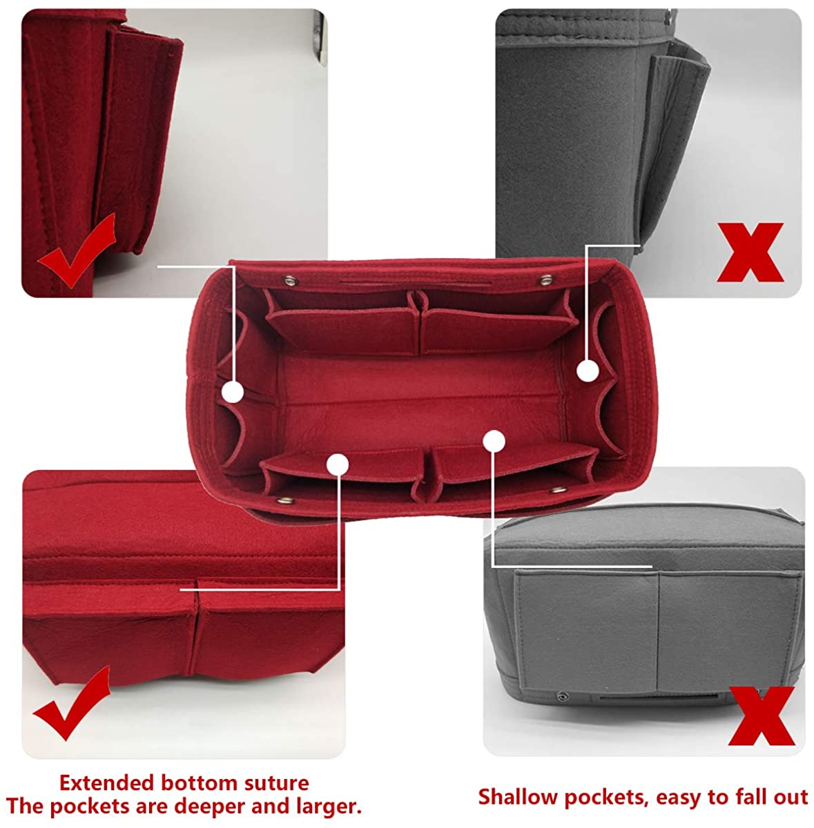 Felt Purse Organizer Insert Bag organizer Multi Pocket Bag in Bag Organizer Shaper