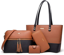 
                        
                          Load image into Gallery viewer, Women Fashion Handbags Wallet Tote Bag Shoulder Bag Top Handle Satchel Purse Set 4pcs
                        
                      