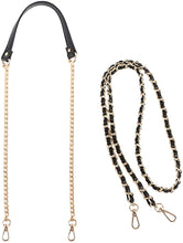 
                        
                          Load image into Gallery viewer, kilofly 2pc Gold Plated Faux Leather Removable Clutch Chain Shoulder Straps Set
                        
                      