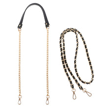 
                        
                          Load image into Gallery viewer, kilofly 2pc Gold Plated Faux Leather Removable Clutch Chain Shoulder Straps Set
                        
                      
