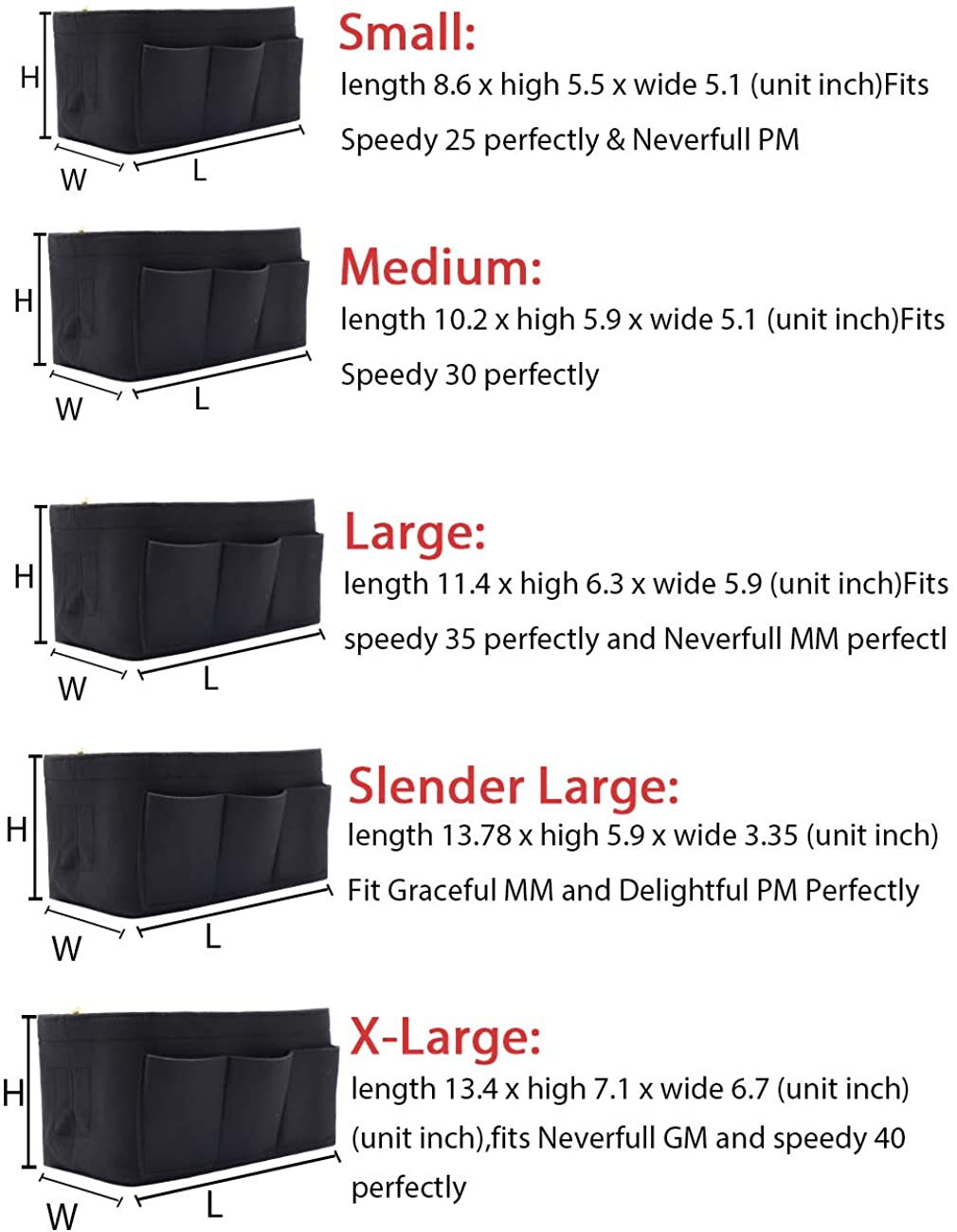 LEXSION Felt Purse Insert Bag Organizer Bag In Bag For Handbag Purse Organizer Fits Speedy Neverfull