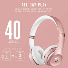 
                        
                          Load image into Gallery viewer, Beats Solo3 Wireless On-Ear Headphones - Apple W1 Headphone Chip, Class 1 Bluetooth, 40 Hours of Listening Time, Built-in Microphone - Satin Gold
                        
                      