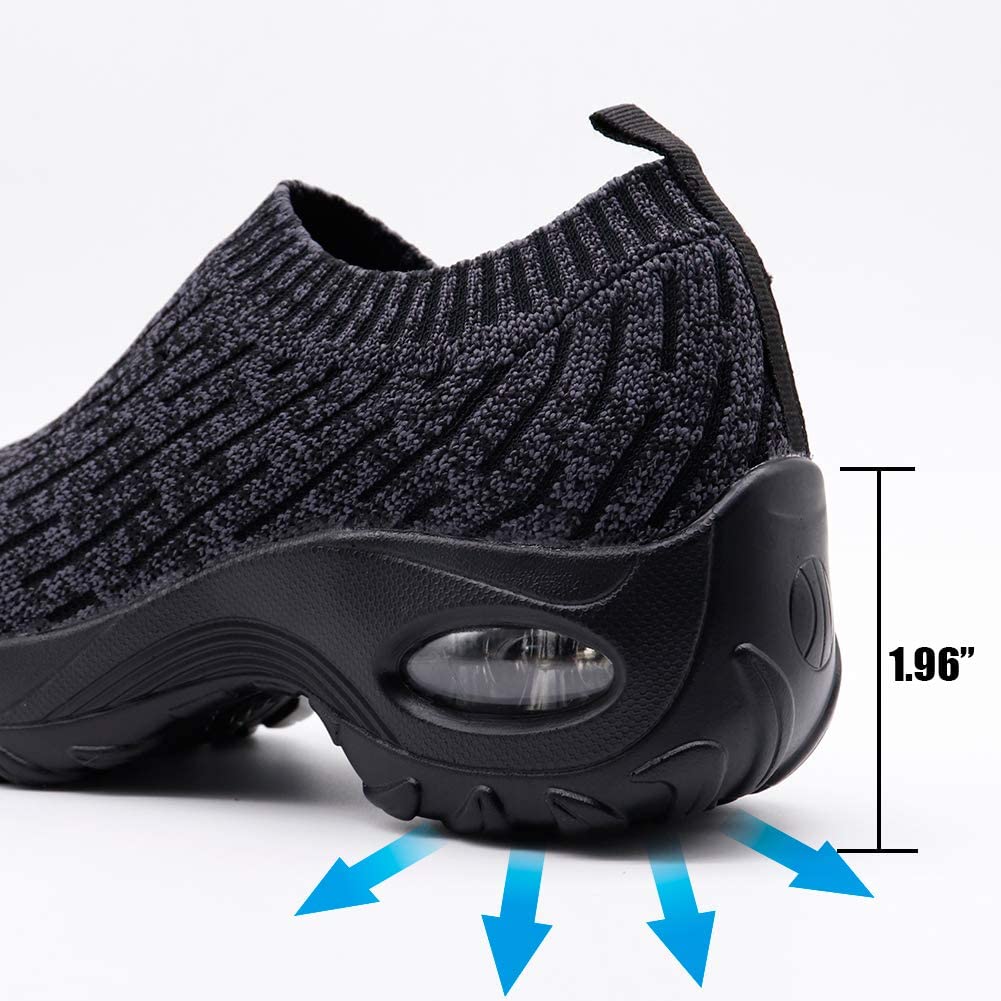STQ Slip On Breathe Mesh Walking Shoes Women Fashion Sneakers Comfort Wedge Platform Loafers