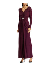 
                        
                          Load image into Gallery viewer, LAUREN RALPH LAUREN Womens Embellished V-Neck Evening Dress
                        
                      