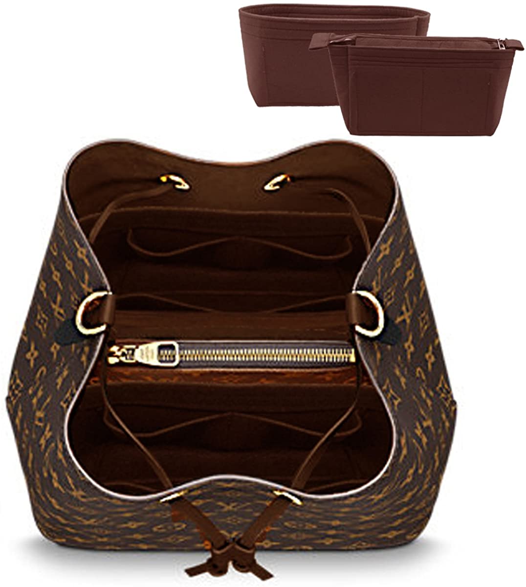 LEXSION Organizer,Bag Organizer,Insert purse organizer with 2 packs in one set fit LV NeoNoe Noé Series perfectly