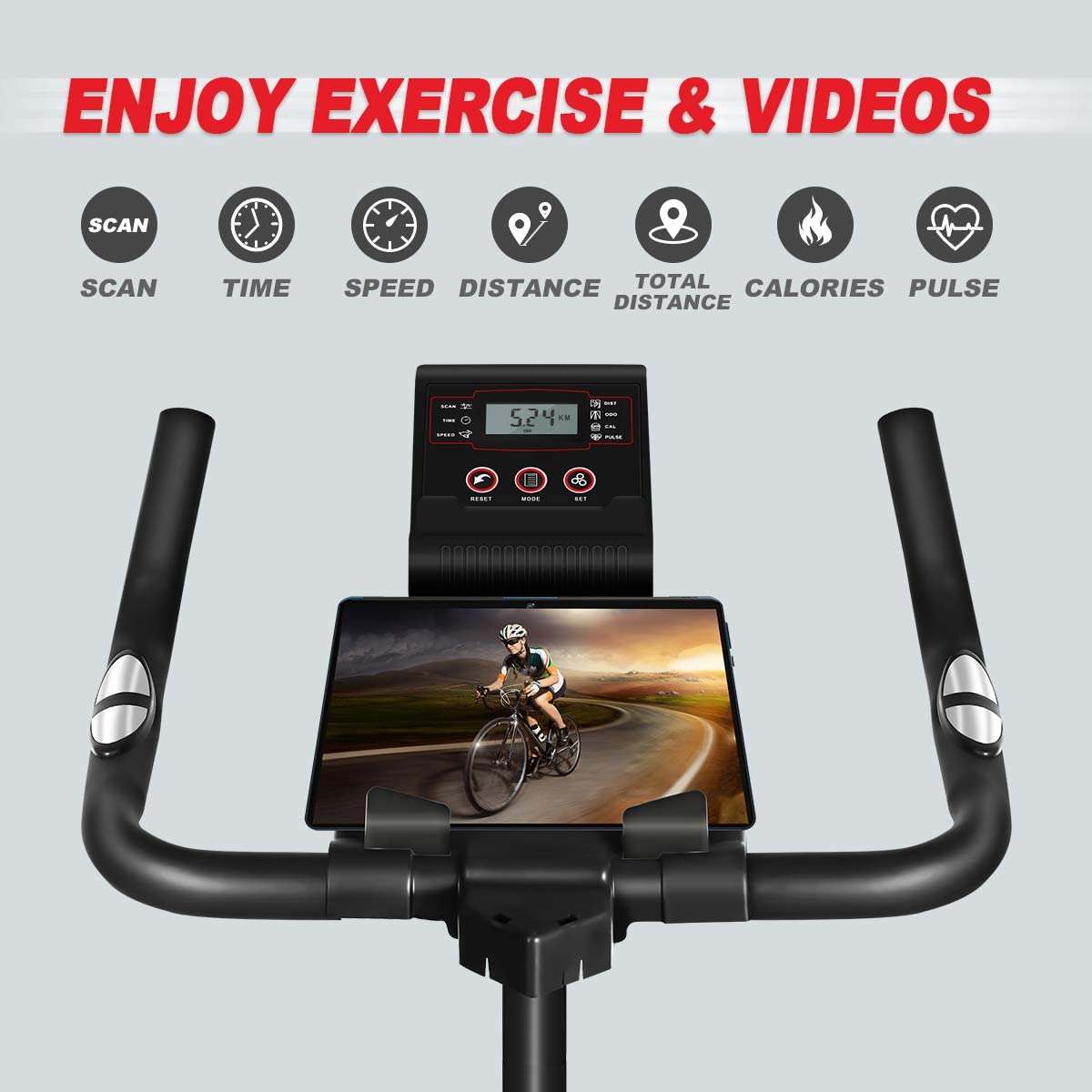 Indoor Cycling Bike Exercise Bike Stationary Bikes with Comfortable Seat Cushion & LCD Monitor for Home Office Fitness Cardio Workout - JOY2ESpree