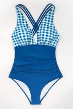 
                        
                          Load image into Gallery viewer, CUPSHE Women's One Piece Swimsuit V Neck Tummy Control Cross Back Vintage Swimwear Bathing Suits
                        
                      