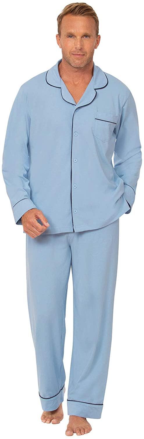 PajamaGram Classic Mens Pajamas Cotton - Men Pajamas Set