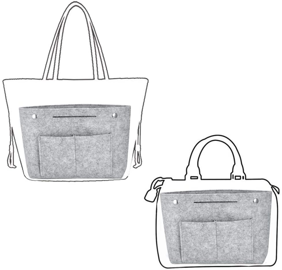 DLseego Felt Tote Handbag Purse Cosmetic Storage Makeup Bag Pocketbook Organizer Insert Divider Shaper Bag in Bag