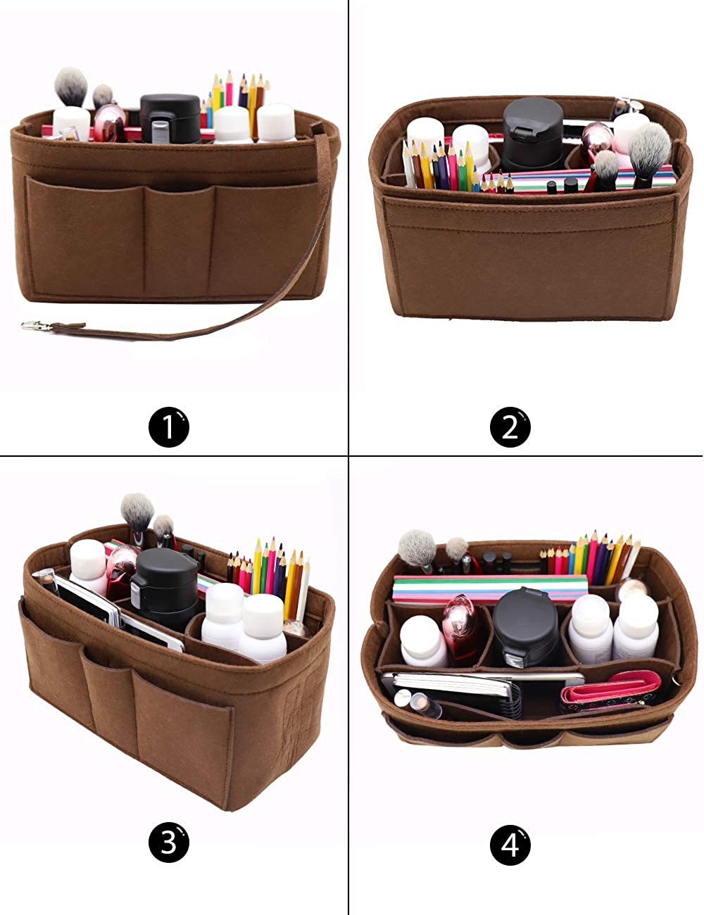 Felt Fabric Purse Tote Diaper Bag Organizer Insert Bag in Bag with Zipper Inner Pocket For Neverfull Speedy