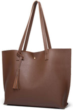 
                        
                          將圖片載入圖庫檢視器 Women's Soft Faux Leather Tote Shoulder Bag from Dreubea, Big Capacity Tassel Handbag
                        
                      