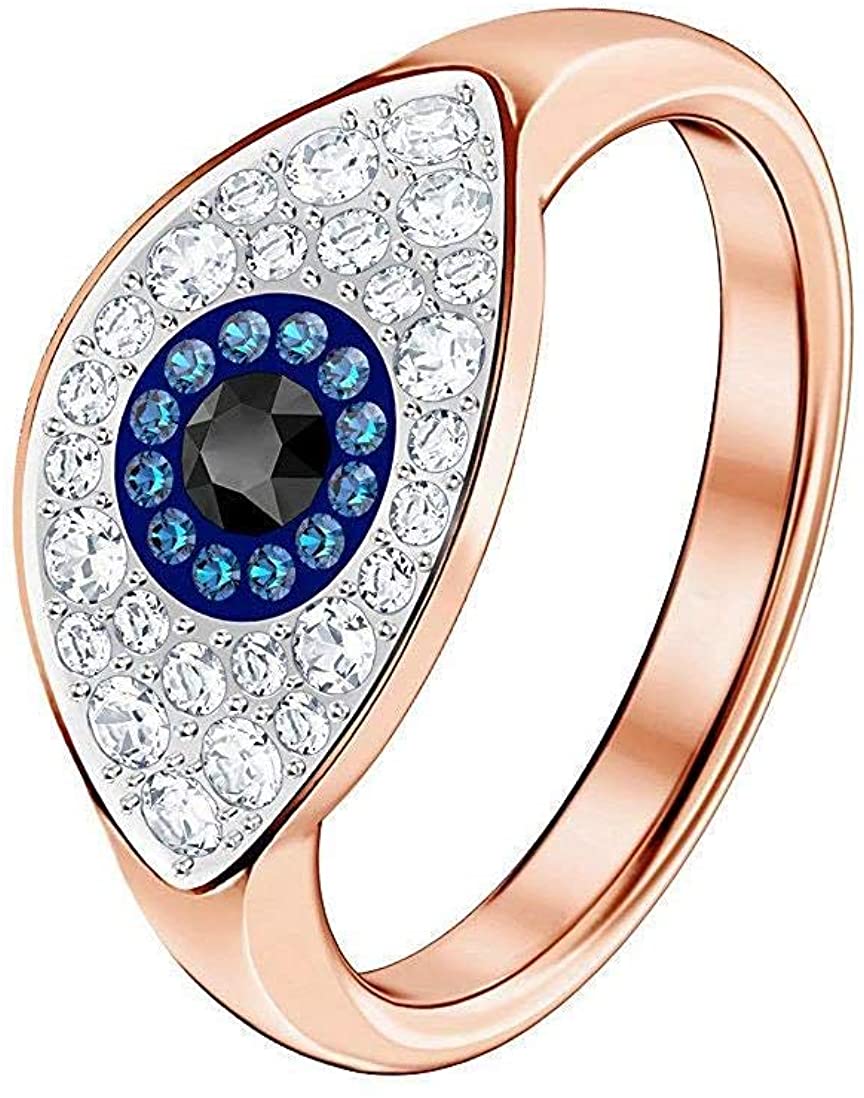 Duo Evil Eye Ring Multi-Colored Rose Gold Plated - JOY2ESpree