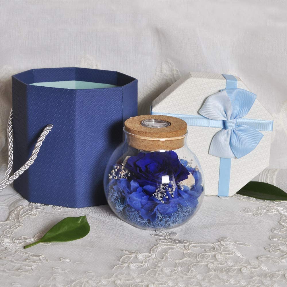 Forever Red Rose, Preserved Eternal Real Flower Present Gorgeous Led Mood Light