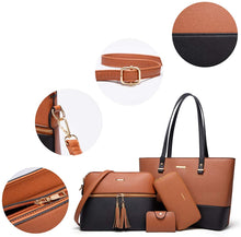 
                        
                          Load image into Gallery viewer, Women Fashion Handbags Wallet Tote Bag Shoulder Bag Top Handle Satchel Purse Set 4pcs
                        
                      