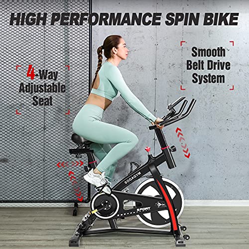 Indoor Cycling Bike Exercise Bike Stationary Bikes with Comfortable Seat Cushion & LCD Monitor for Home Office Fitness Cardio Workout - JOY2ESpree
