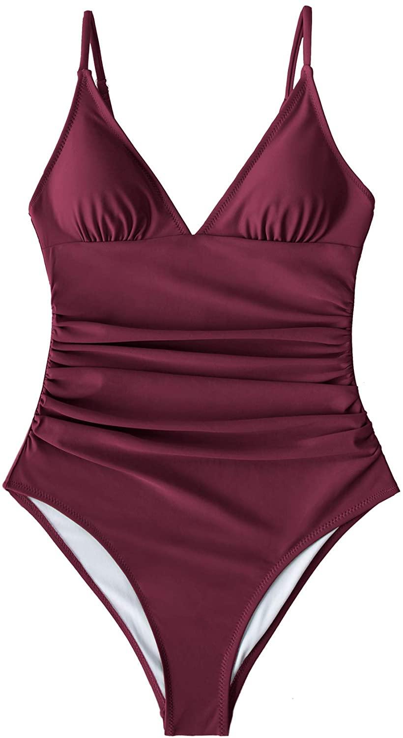 CUPSHE Women's One Piece Swimsuit Tummy Control V Neck Two Piece Bathing Suits - JOY2ESpree