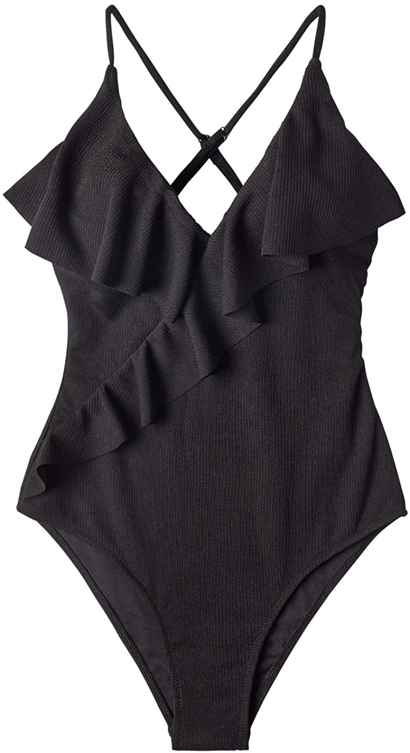 CUPSHE Women's One Piece Swimsuit Ruffle Wrap Textured Beach Swimwear Bathing Suits
