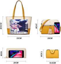 
                        
                          Load image into Gallery viewer, Women Fashion Handbags Wallet Tote Bag Shoulder Bag Top Handle Satchel Purse Set 4pcs
                        
                      