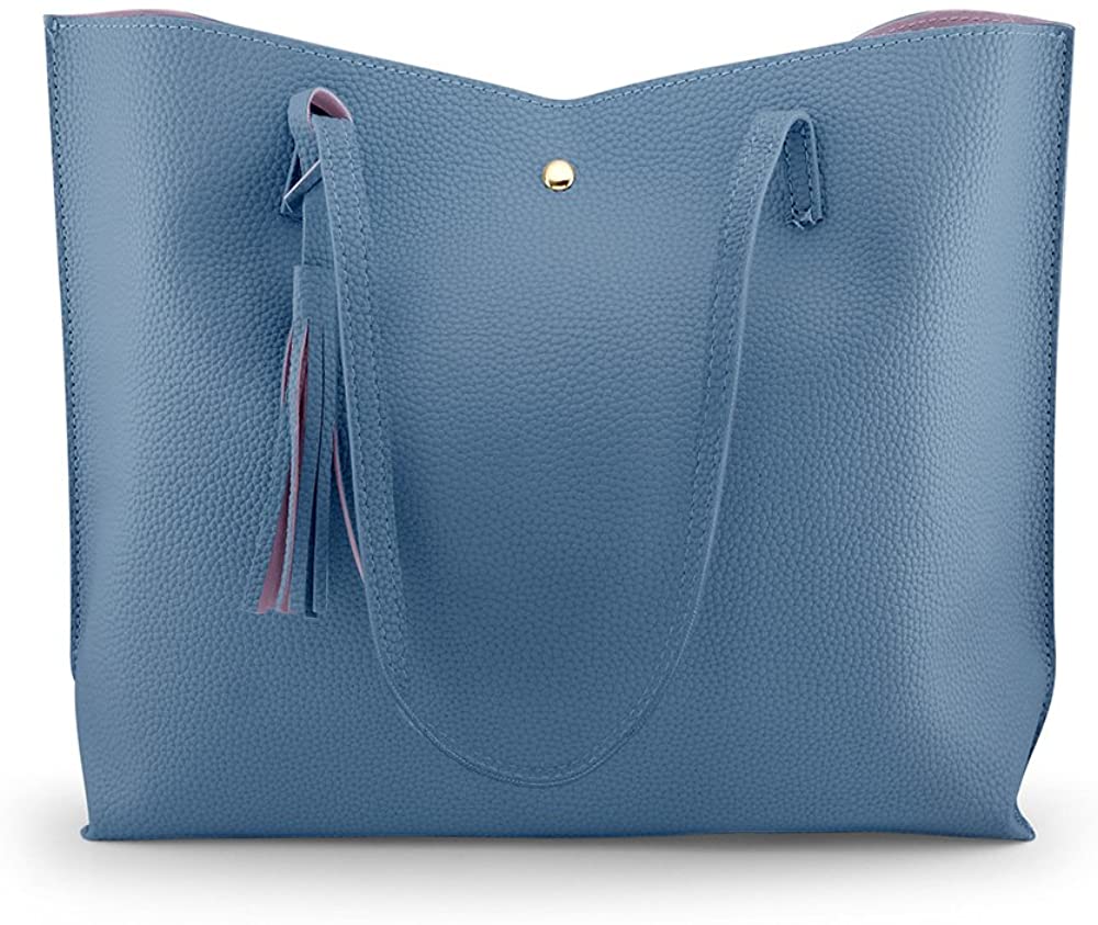 Oct17 Women Large Tote Bag - Tassels Faux Leather Shoulder Handbags, Fashion Ladies Purses Satchel Messenger Bags