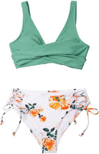 
                        
                          Load image into Gallery viewer, CUPSHE Women's Bikini Swimsuit Floral Print Lace Up Two Piece Bathing Suit
                        
                      