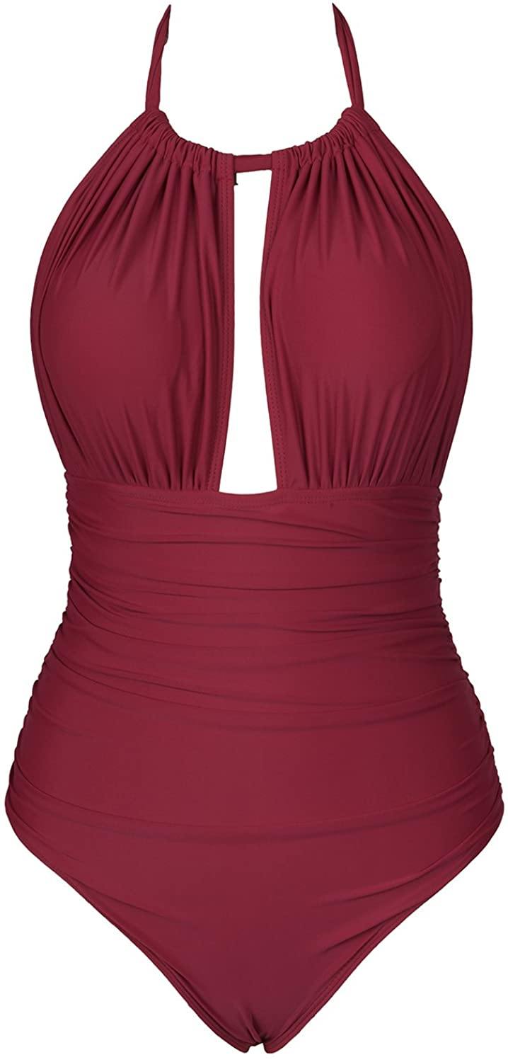 CUPSHE Women's One Piece Swimsuit Halter Tummy Control Multiway Swimwear Bathing Suits - JOY2ESpree