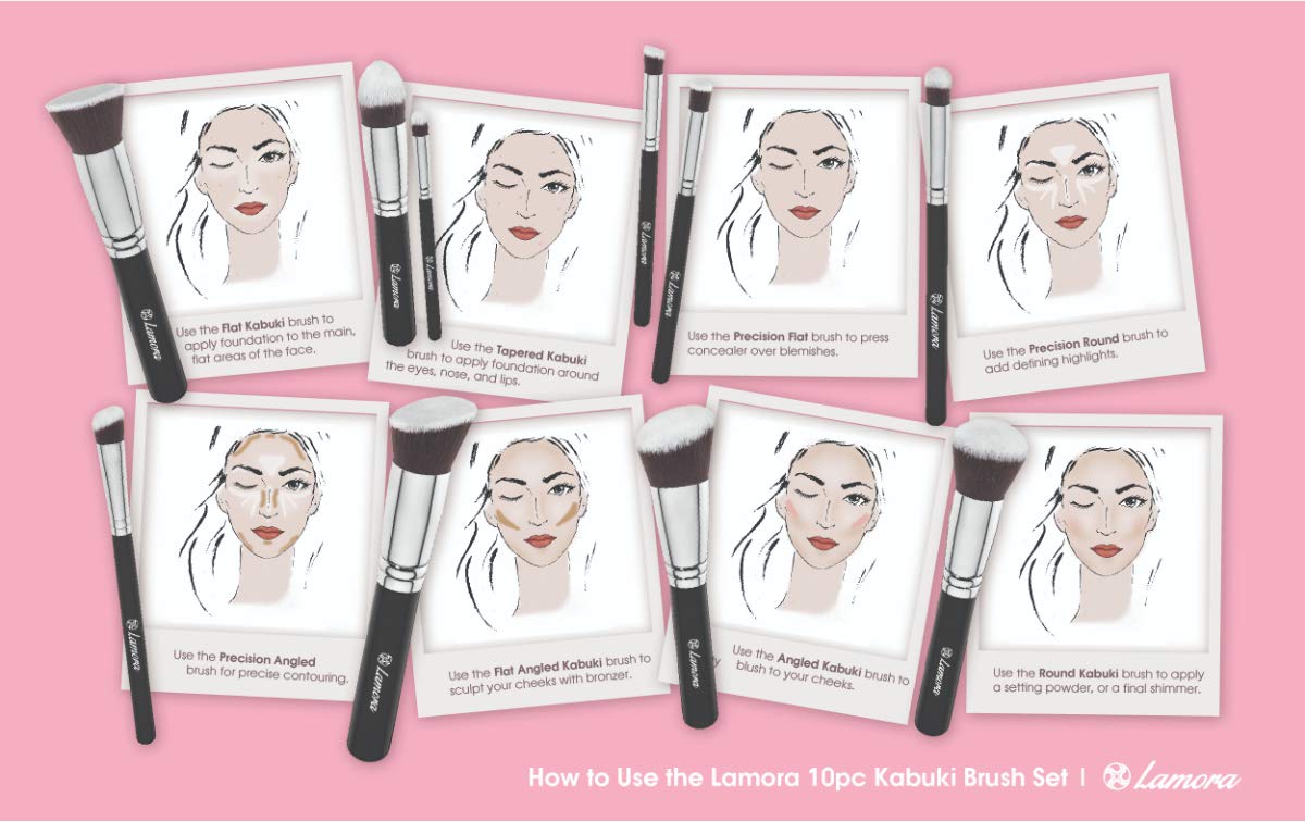 Kabuki Makeup Brush Set - Foundation Powder Blush Concealer Contour Brushes