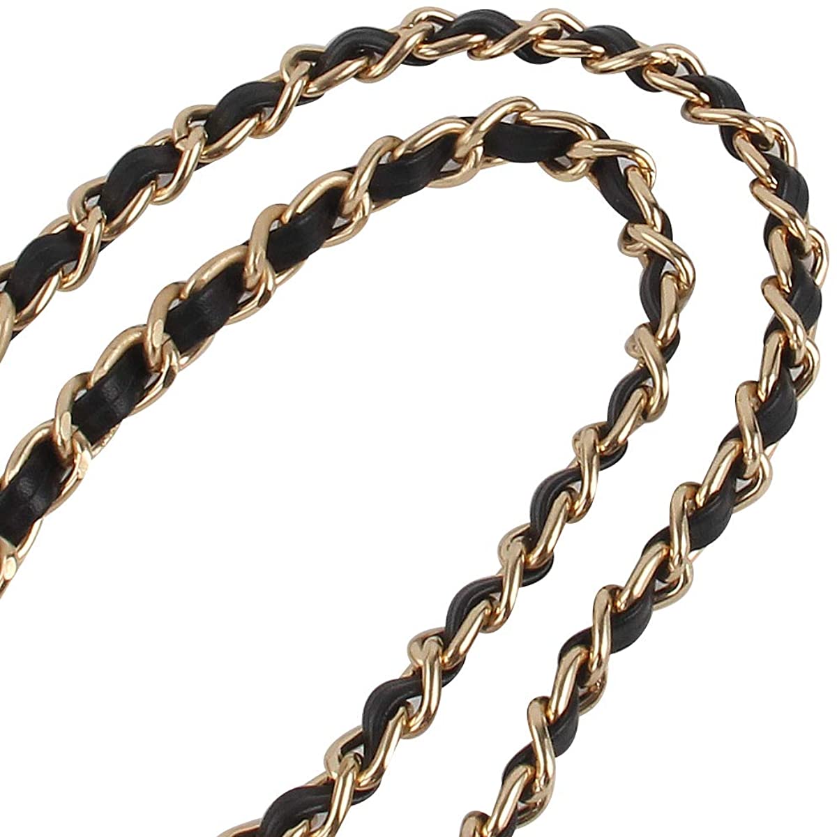 kilofly 2pc Gold Plated Faux Leather Removable Clutch Chain Shoulder Straps Set