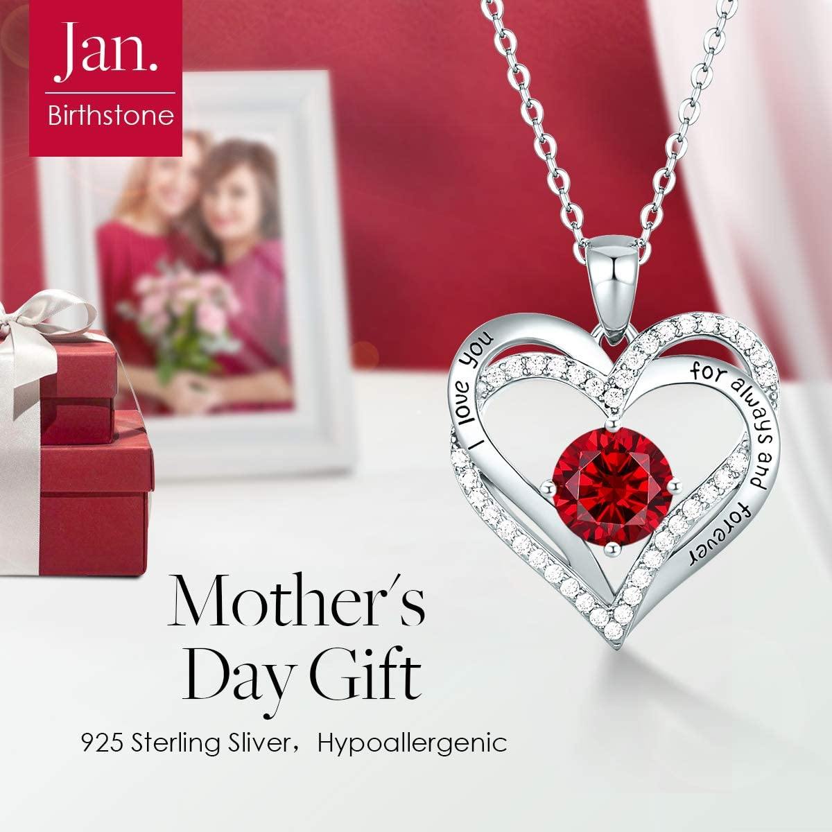 CDE Forever Love Heart Women Necklace 925 Sterling Silver Rose Gold Plated Birthstone Pendant Necklaces for Women - JOY2ESpree