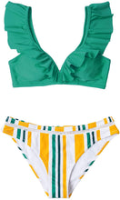 
                        
                          Muat gambar ke penampil Galeri, CUPSHE Women's Orange Floral Bottom Ruffle Hook Closure Bikini Set
                        
                      