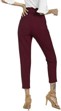 
                        
                          Load image into Gallery viewer, Freeprance Women's Pants Casual Trouser Paper Bag Pants Elastic Waist Slim Pockets
                        
                      