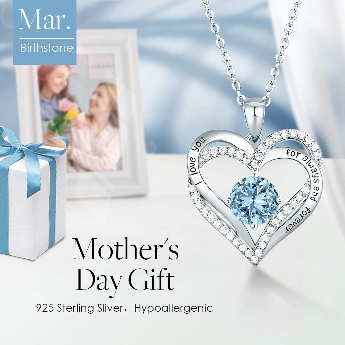 CDE Forever Love Heart Women Necklace 925 Sterling Silver Rose Gold Plated Birthstone Pendant Necklaces for Women - JOY2ESpree