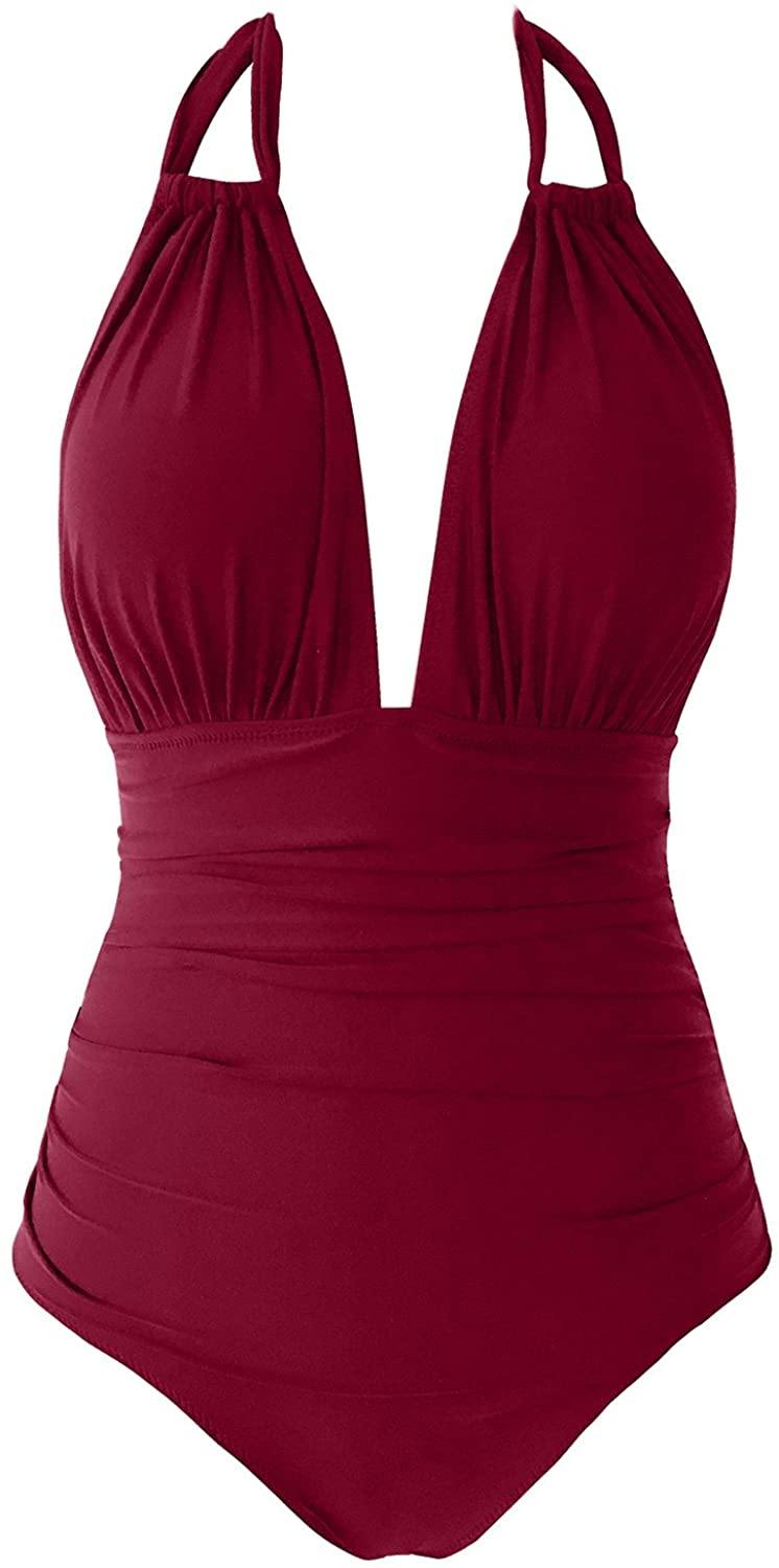 CUPSHE Women's One Piece Swimsuit Halter Tummy Control Multiway Swimwear Bathing Suits - JOY2ESpree