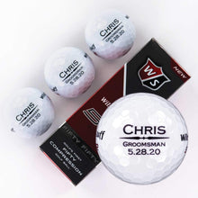 
                        
                          Load image into Gallery viewer, Buffalo BottleCraft Personalized Groomsman Golf Balls, Sleeve of 3, Wilson, Custom Designs for Groomsmen, Best Man, Ushers, Officiants - JOY2ESpree
                        
                      