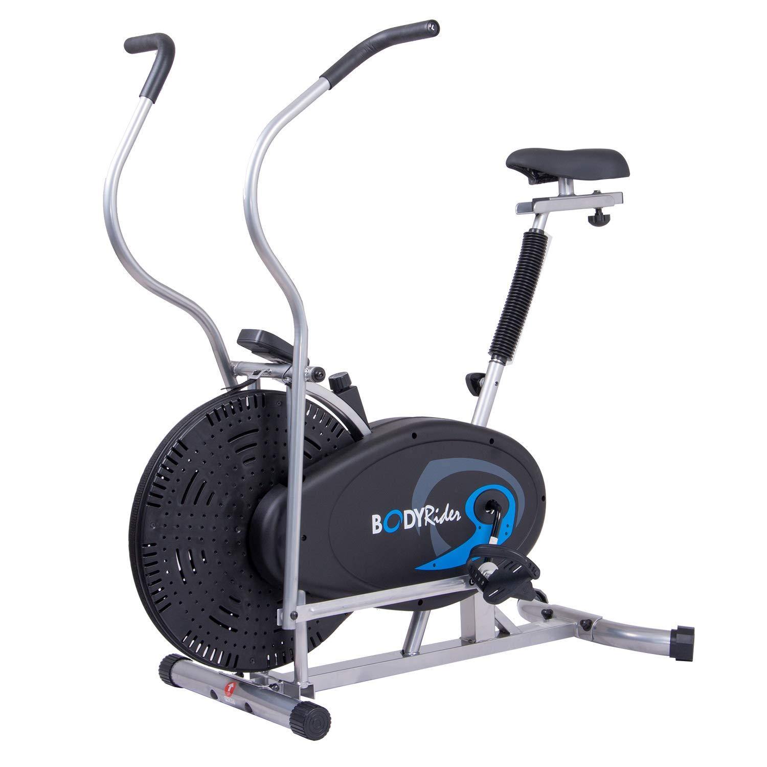 Body Rider Body Flex Sports Upright Exercise Fan Bike, Indoor Stationary Bike for Cycling, Black/Silver/Blue (BRF750) - JOY2ESpree