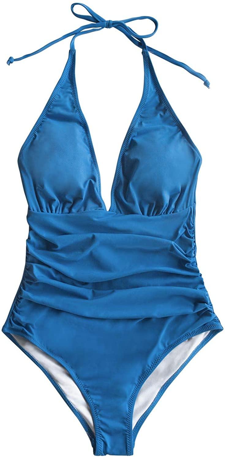 CUPSHE Women's One Piece Swimsuit Tummy Control V Neck Two Piece Bathing Suits - JOY2ESpree