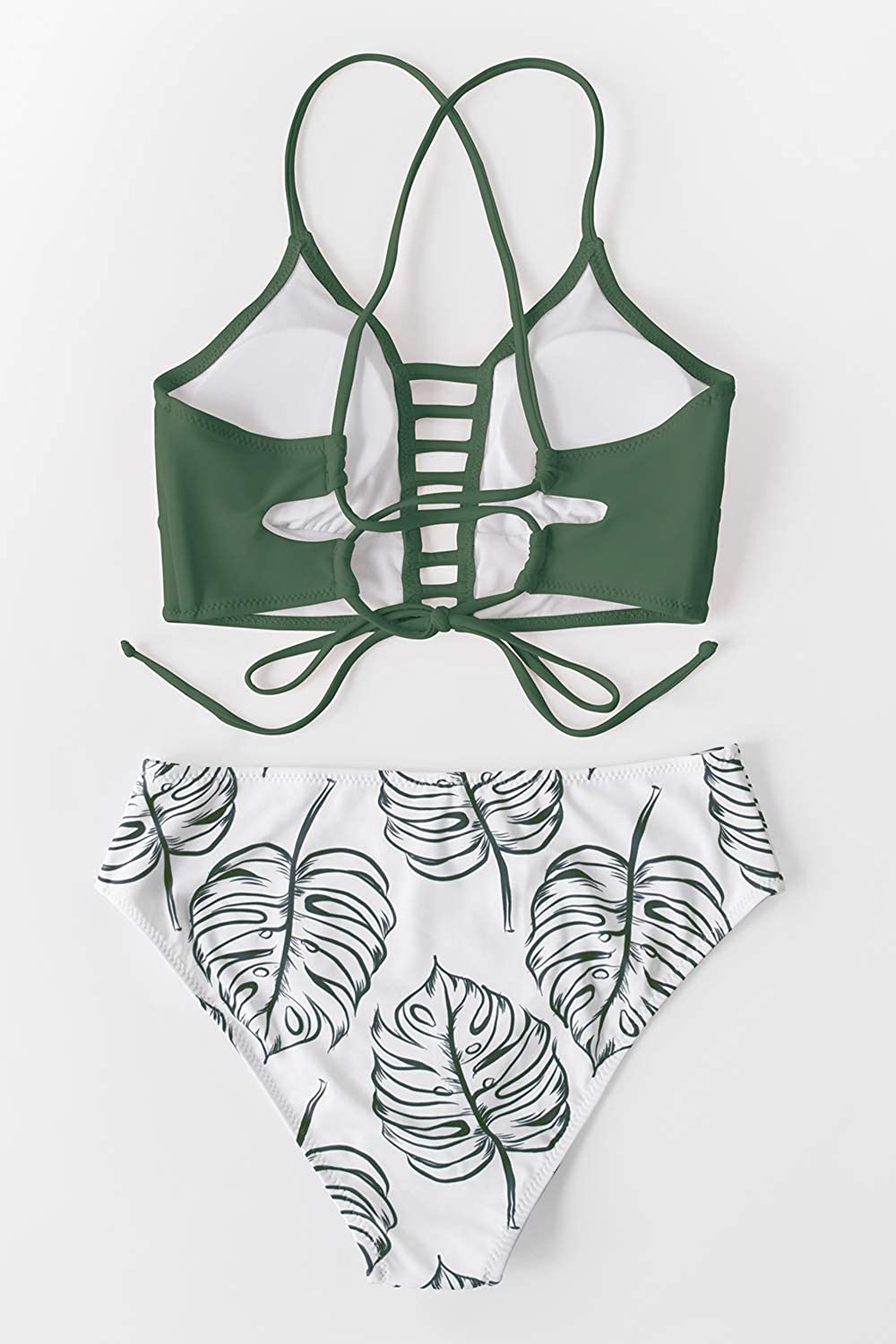 CUPSHE Women’s Bikini Swimsuit Floral Print Lace Up Strappy Two Piece Bathing Suit