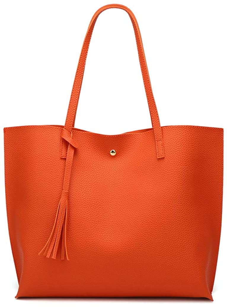 Women's Soft Faux Leather Tote Shoulder Bag from Dreubea, Big Capacity Tassel Handbag