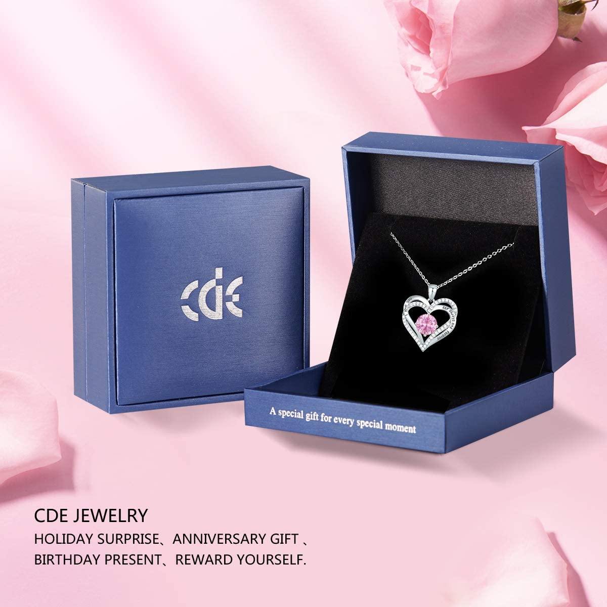 CDE Forever Love Heart Women Necklace 925 Sterling Silver Rose Gold Plated Birthstone Pendant Necklaces for Women - JOY2ESpree