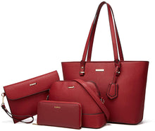 
                        
                          Load image into Gallery viewer, Women Fashion Handbags Wallet Tote Bag Shoulder Bag Top Handle Satchel Purse Set 4pcs
                        
                      