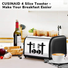 
                        
                          Cargar imagen en el visor de la galería, Toaster 4 Slice, CUSINAID 4 Wide Slots Stainless Steel Toasters with Reheat Defrost Cancel Function, 7-Shade Setting, Blue - JOY2ESpree
                        
                      