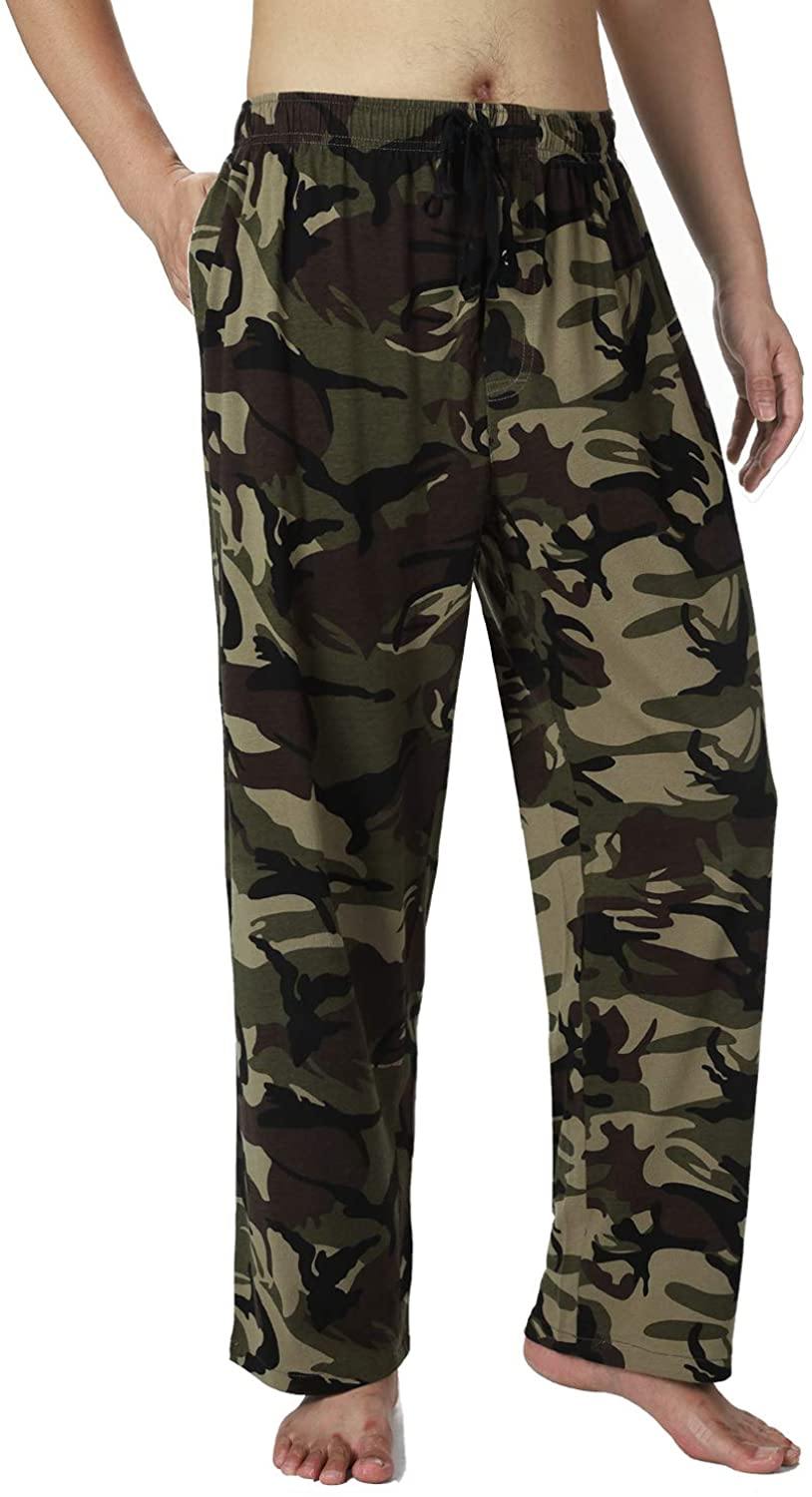 Bintangor Men's Sleep Pajama Pants 100% Cotton Knit Elastic Waistband Lounge Wear Long